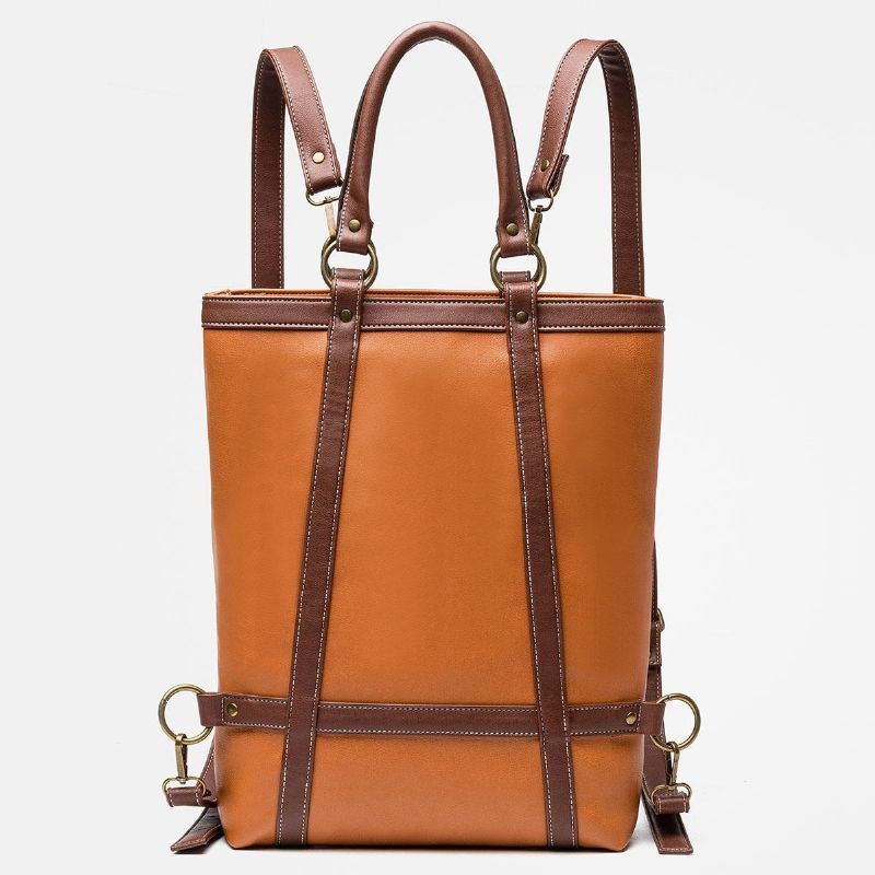 Mężczyźni Kobiety Duża Pojemność Wielofunkcyjna Faux Leather Fashion Business Bag Plecak Torebka