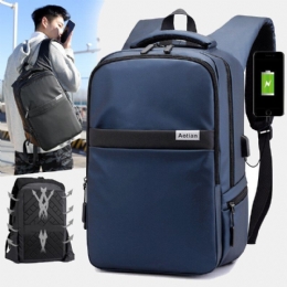 Mężczyźni Ładowanie Usb Outdoor Nylon Travel Wodoodporna Torba Na Laptopa O Dużej Pojemności 13 Cali Torba Podróżna Plecak