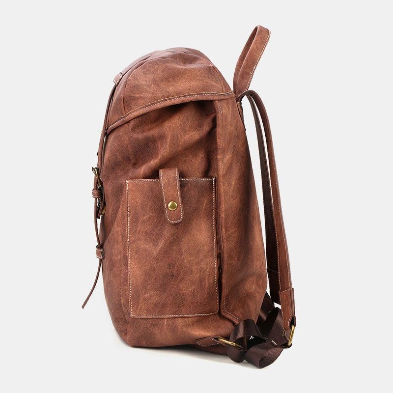 Mężczyźni Vintage Business Outdoor Duża Pojemność School College Bookbag Pu Leather Kontrastowy Kolor 14-calowa Torba Na Laptopa