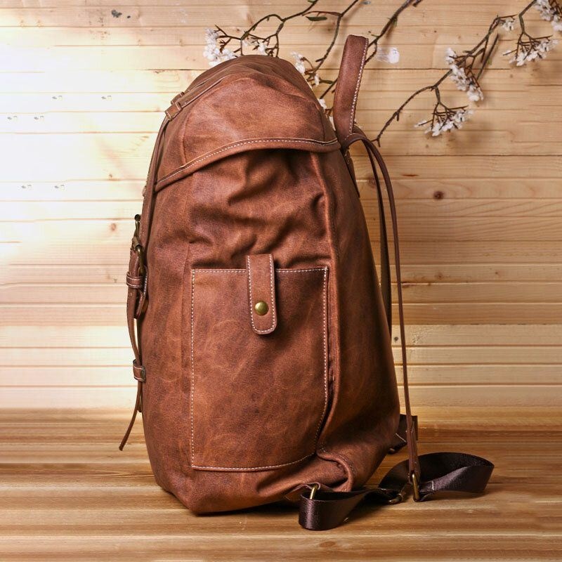 Mężczyźni Vintage Business Outdoor Duża Pojemność School College Bookbag Pu Leather Kontrastowy Kolor 14-calowa Torba Na Laptopa