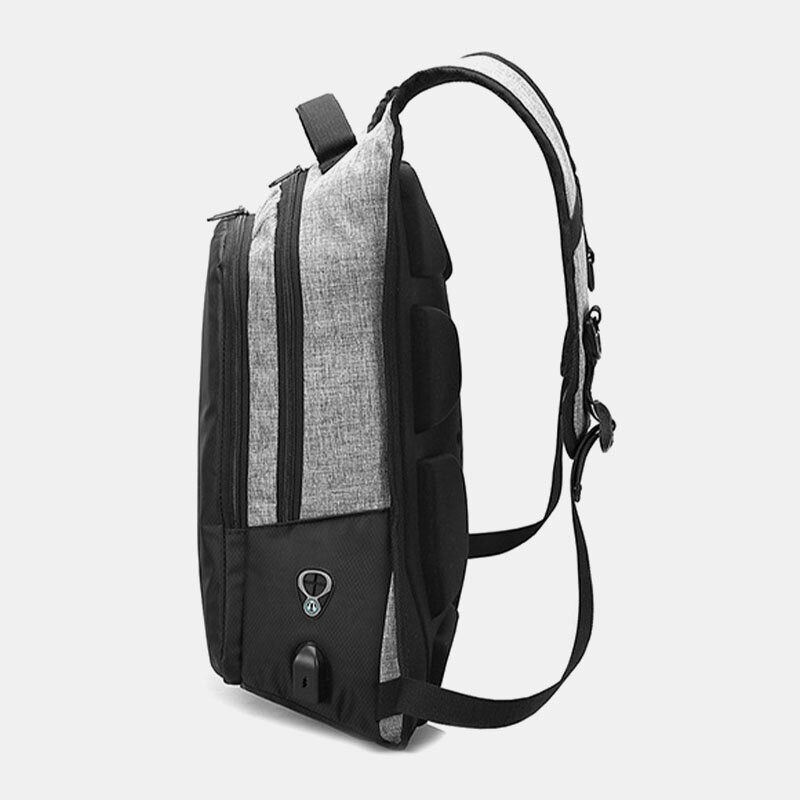 Męska Biznesowa Patchworkowa 15.6-calowa Torba Na Komputer Laboratoryjny Z Ładowaniem Usb Passwork Lock School Bag Backpack