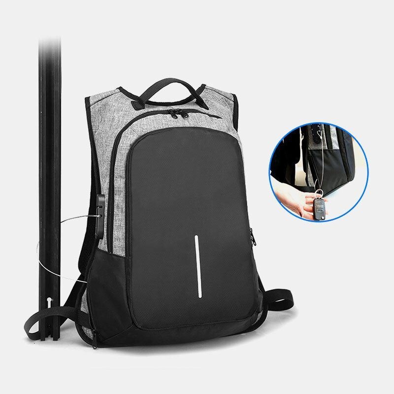 Męska Biznesowa Patchworkowa 15.6-calowa Torba Na Komputer Laboratoryjny Z Ładowaniem Usb Passwork Lock School Bag Backpack