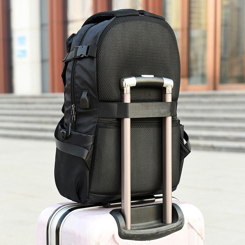 Męski Plecak O Dużej Pojemności Z Ładowaniem Usb Solid Travel Business Backpack