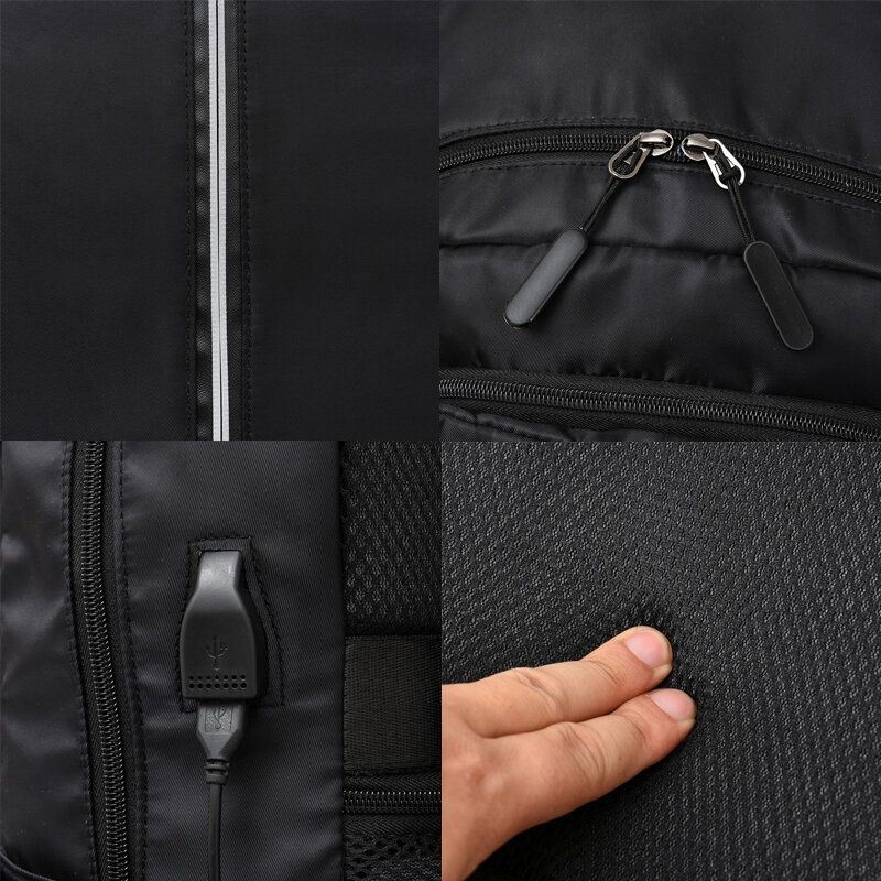 Męski Plecak O Dużej Pojemności Z Ładowaniem Usb Solid Travel Business Backpack