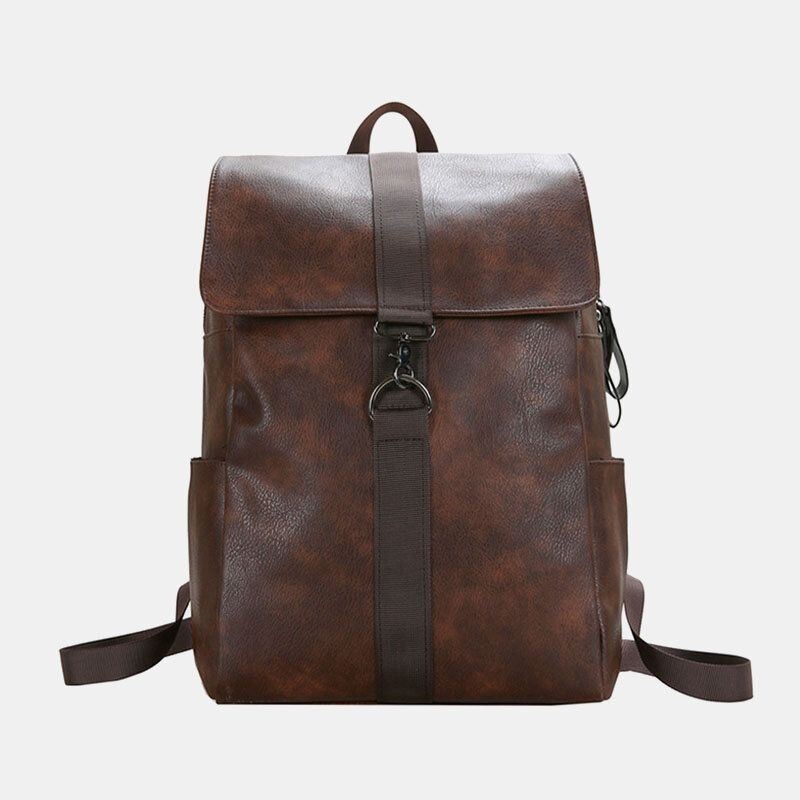 Męski Unisex Faux Leather Retro Duża Pojemność Outdoor 15.6 Cal Laptop Bag School Bag Plecak