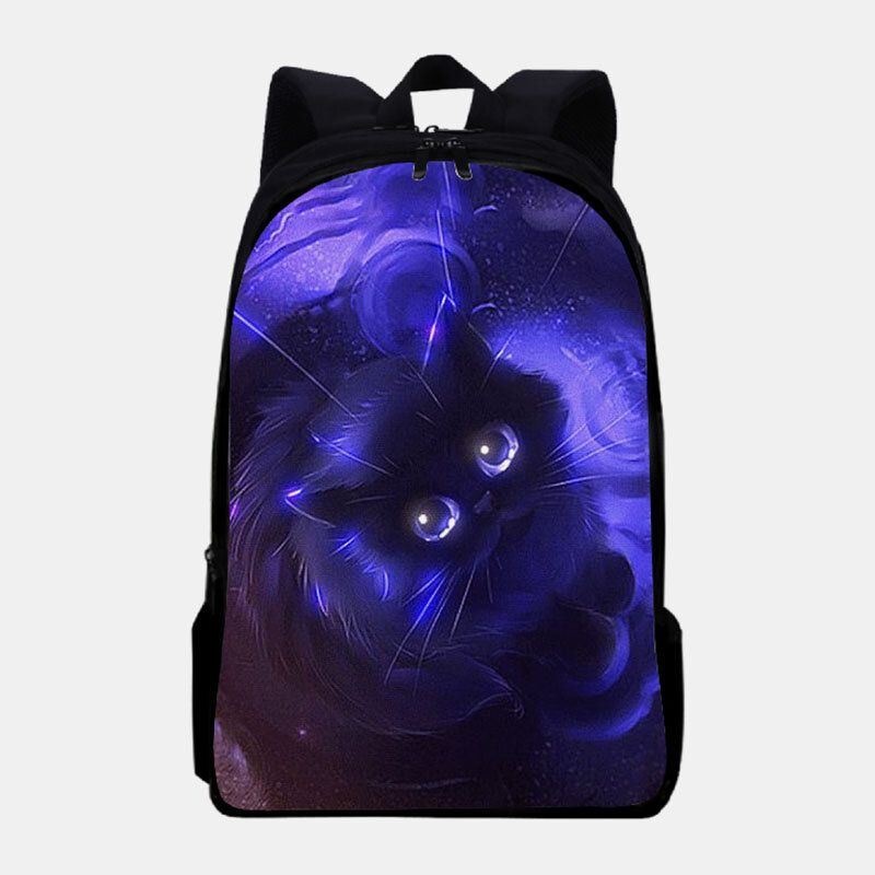 Męski Unisex Oxford Fluorescencyjny Luminous Cat Pattern Duża Pojemność Plecak Szkolny