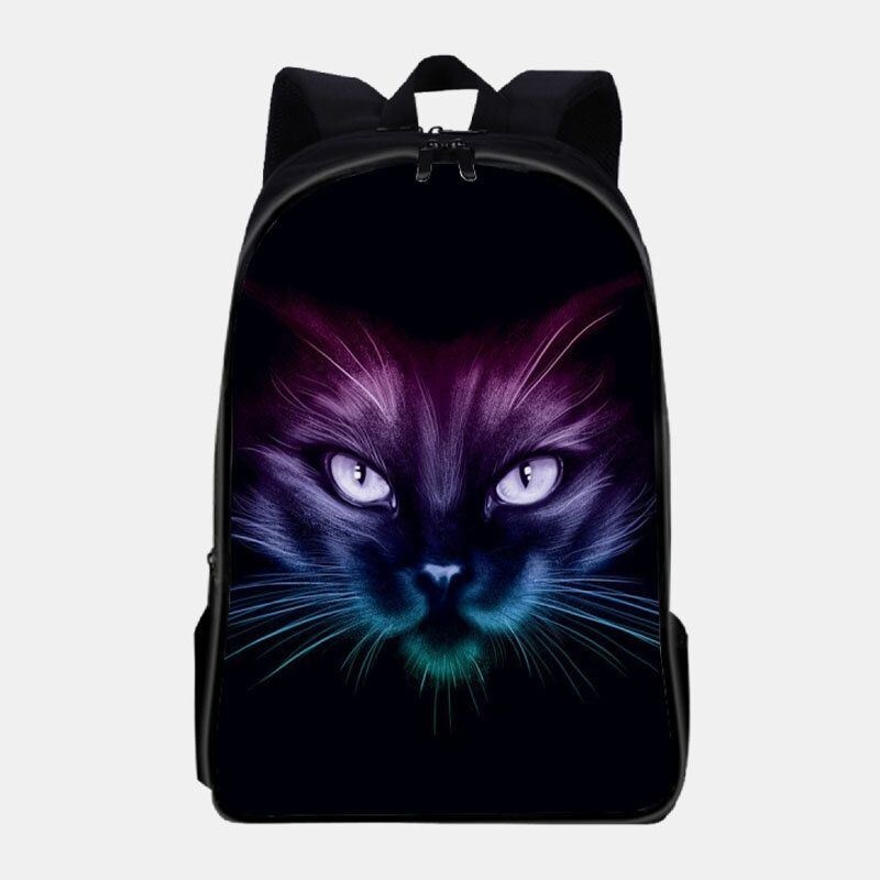 Męski Unisex Oxford Fluorescencyjny Luminous Cat Pattern Duża Pojemność Plecak Szkolny