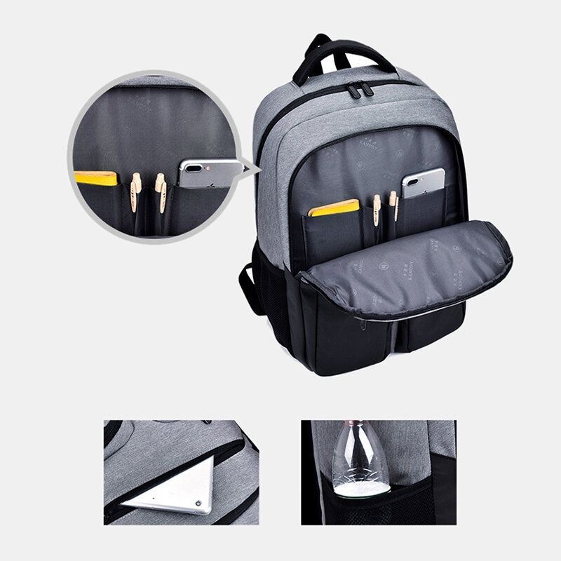 Nowo Męski Wodoodporny Plecak Na Laptopa Z Poliestru Z Ładowaniem Usb Casual Outdoor Travel School Bag