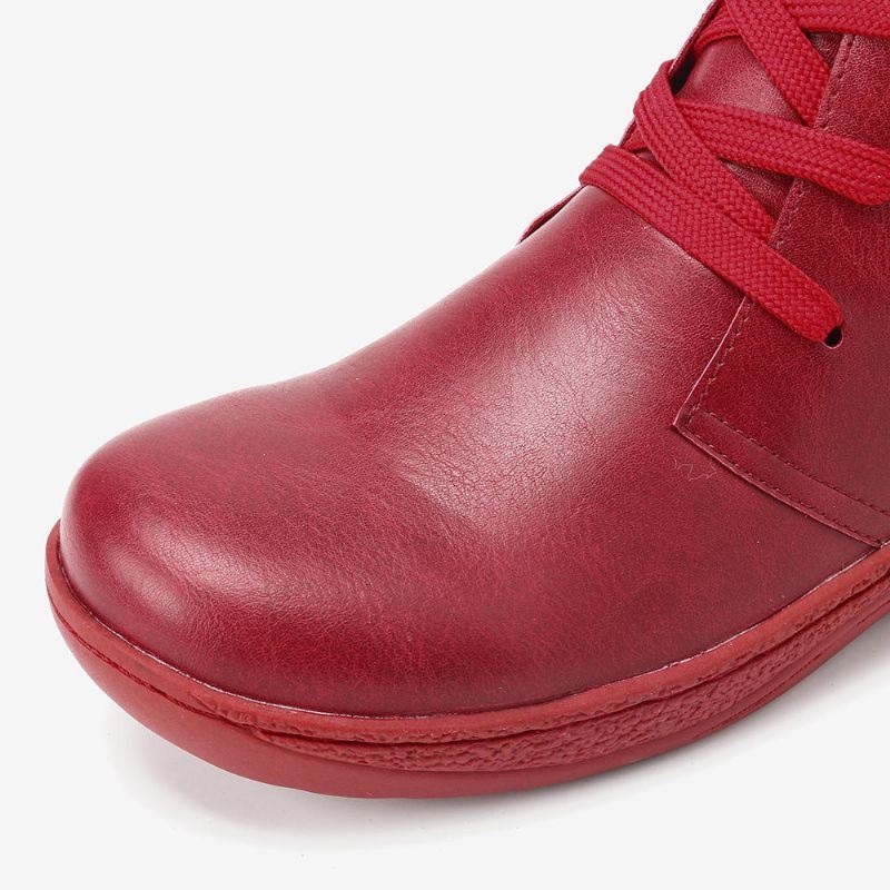 Damskie Buty Do Kostek W Stylu Retro Pure Color Na Niskim Obcasie Ze Skóry