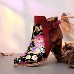 Damskie Retro Bloomed Flower Połącz Z Nowoczesnym Stylowym Literą Eleganckie Unikalne Buty Na Wysokim Obcasie