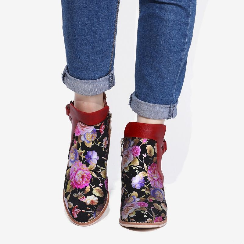 Damskie Retro Bloomed Flower Połącz Z Nowoczesnym Stylowym Literą Eleganckie Unikalne Buty Na Wysokim Obcasie