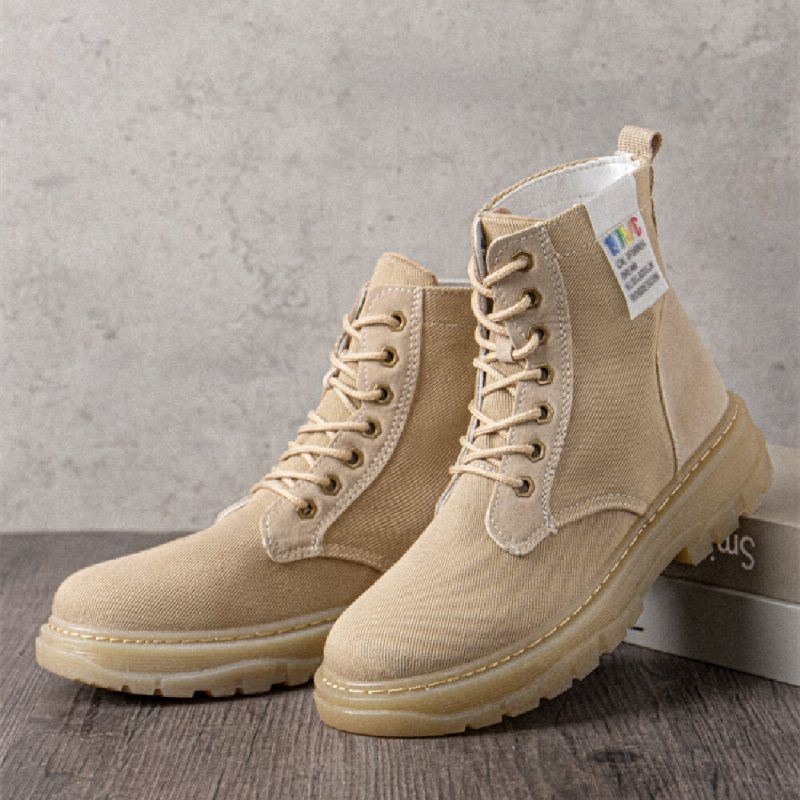 Kobiety Casual Canvas Gruba Podeszwa High Top Lace Up Combat Boots