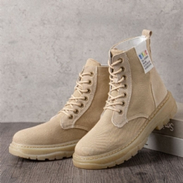 Kobiety Casual Canvas Gruba Podeszwa High Top Lace Up Combat Boots