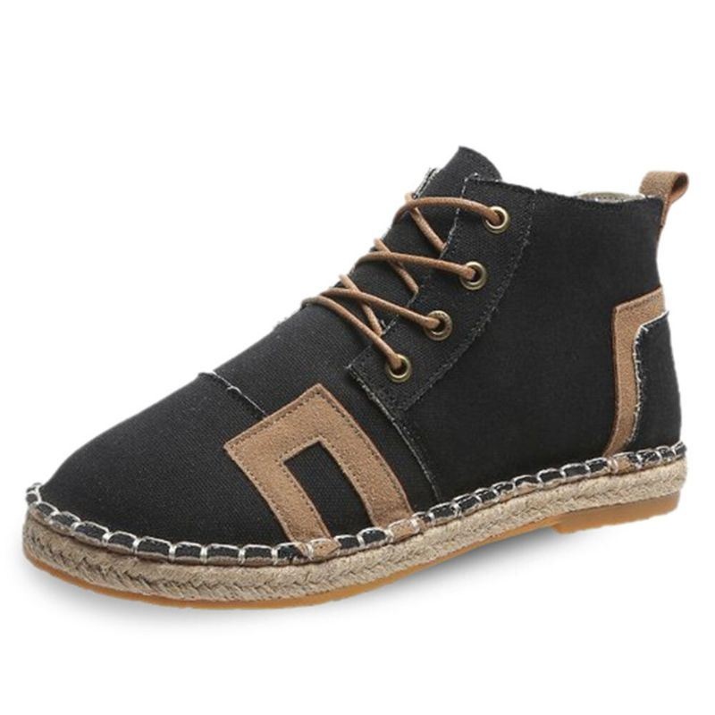 Kobiety Retro Casual Lace-up Wygodne Ręcznie Przeszywane Espadryle Płaskie Krótkie Buty