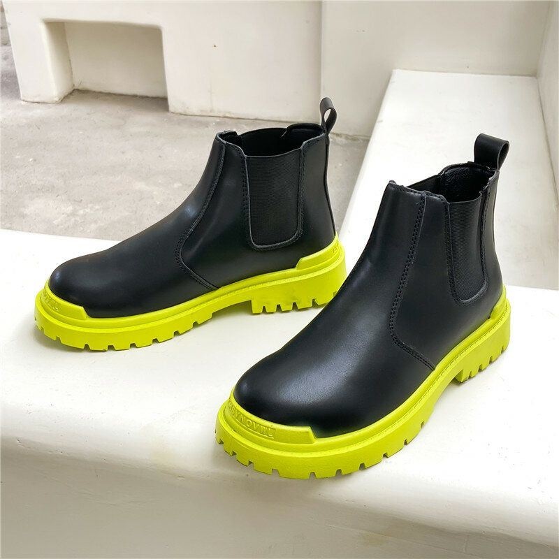 Mężczyźni Pu Leather High Top Splicing Slip On Casual Chelsea Boots