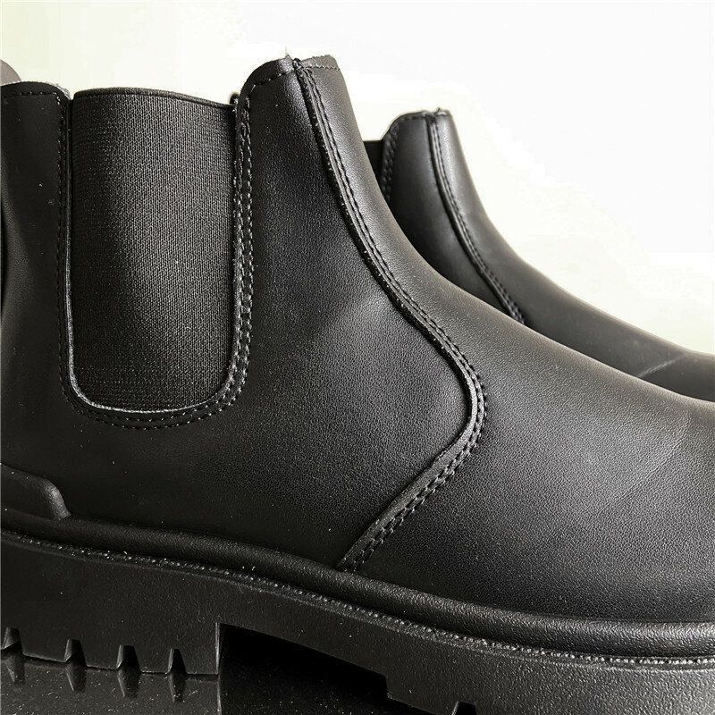 Mężczyźni Pu Leather High Top Splicing Slip On Casual Chelsea Boots