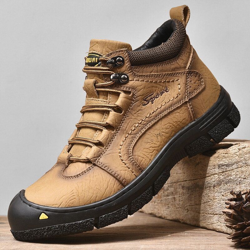 Mężczyźni Skóra Bydlęca Zagęścić Ciepłe Pluszowe Podszewki Outdoor Casual Tooling Boots