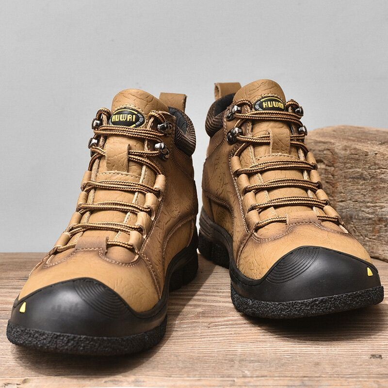 Mężczyźni Skóra Bydlęca Zagęścić Ciepłe Pluszowe Podszewki Outdoor Casual Tooling Boots