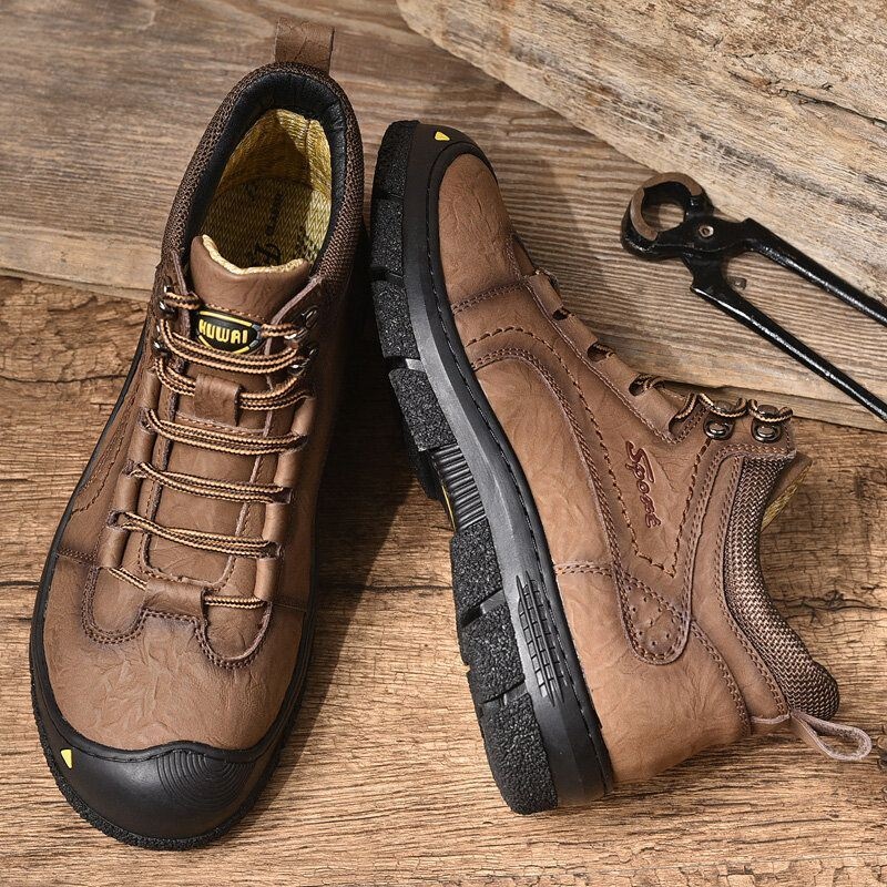 Mężczyźni Skóra Bydlęca Zagęścić Ciepłe Pluszowe Podszewki Outdoor Casual Tooling Boots