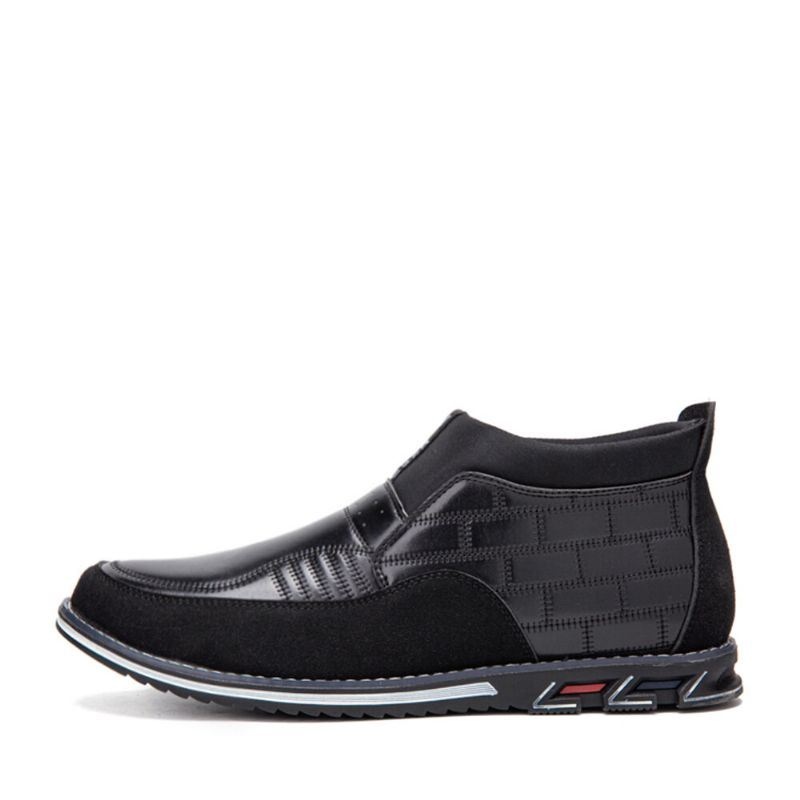 Męskie Szwy W Kratę Wygodne Business Casual Slip On Skórzane Botki