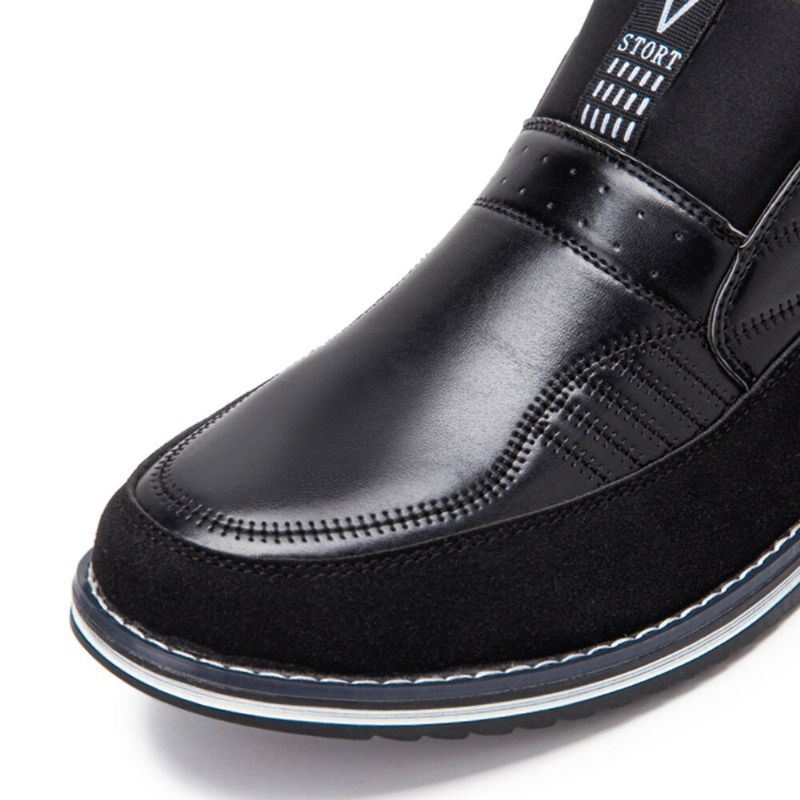 Męskie Szwy W Kratę Wygodne Business Casual Slip On Skórzane Botki