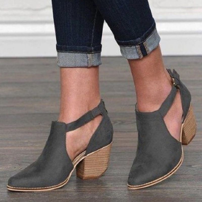 Plus Size Kobiety Retro Casual Buckle Chunky Heel Botki