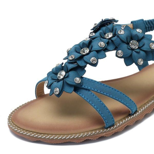 Kobiety Bohemian Flower Casual Shoe Beach Płaskie Sandały