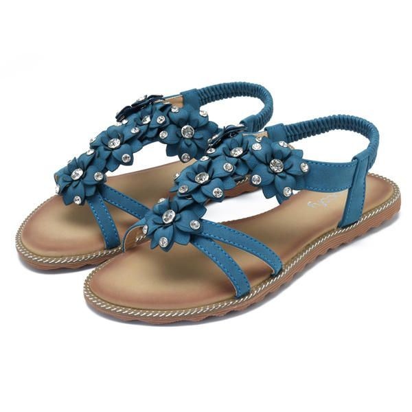 Kobiety Bohemian Flower Casual Shoe Beach Płaskie Sandały