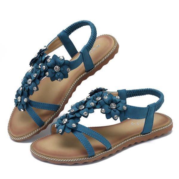 Kobiety Bohemian Flower Casual Shoe Beach Płaskie Sandały