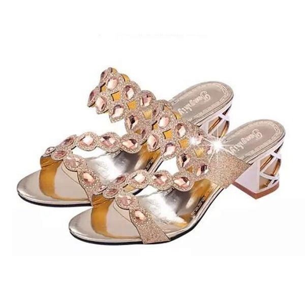 Kobiety Casual Sandały Na Platformie Rhinestone Slip On Shoes Sandały Plażowe