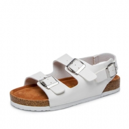 Kobiety Casual Solid Color Podwójny Pasek Z Klamrą Slingback Beach Cork Sandały