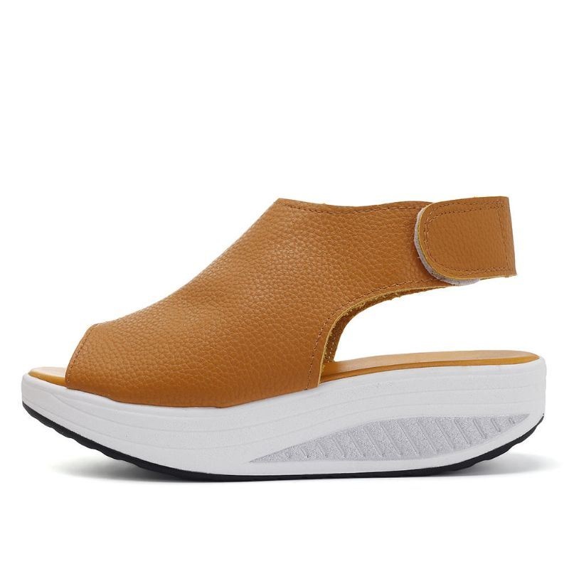 Kobiety Duży Rozmiar Rybie Usta Hook Loop Rocker Sole Platform Casual Sandały