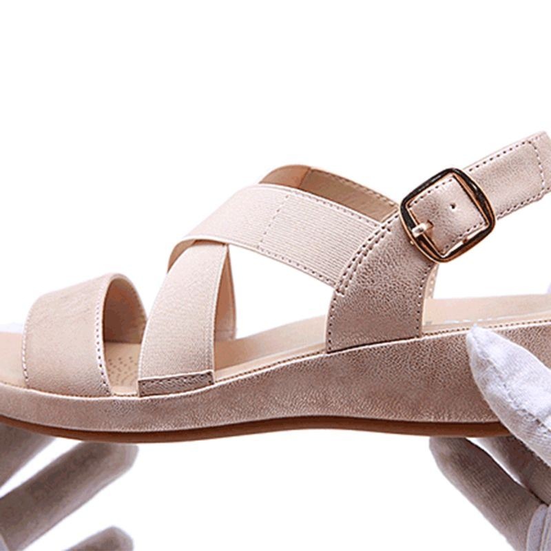 Kobiety Elastyczna Opaska Open Toe Miękka Podeszwa Open Toe Buckle Casual Summer Beach Płaskie Sandały