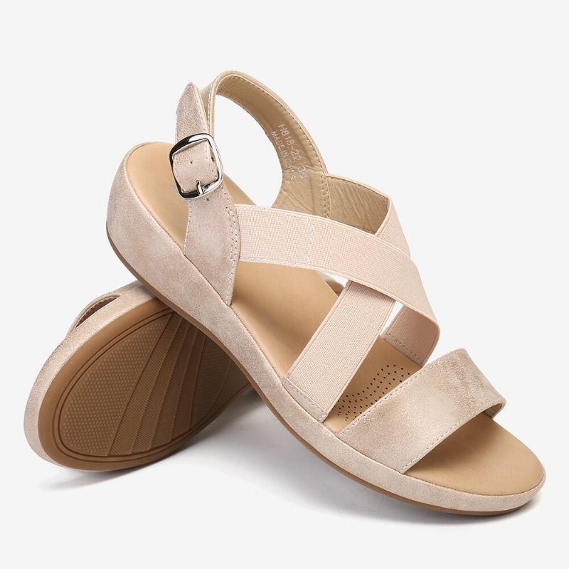 Kobiety Elastyczna Opaska Open Toe Miękka Podeszwa Open Toe Buckle Casual Summer Beach Płaskie Sandały