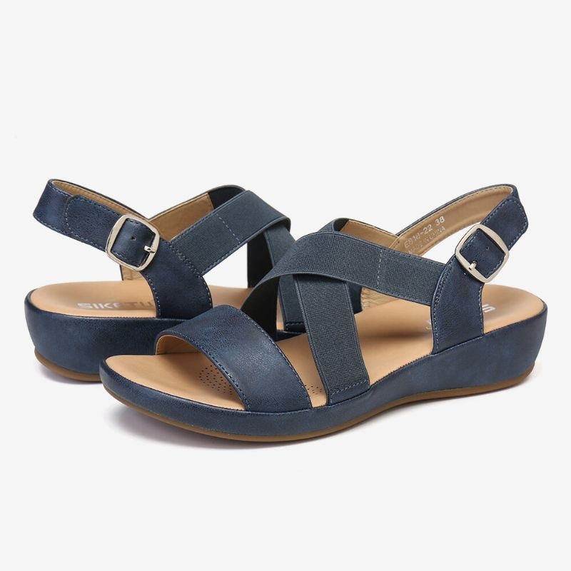 Kobiety Elastyczna Opaska Open Toe Miękka Podeszwa Open Toe Buckle Casual Summer Beach Płaskie Sandały