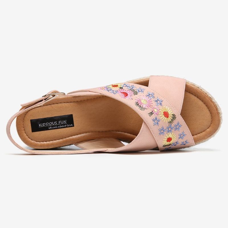 Kobiety Espadryle Haftowane Kwiaty Krzyż Pasek Slingback Dorywczo Platformy Sandały