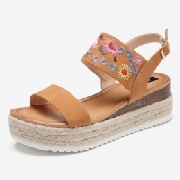 Kobiety Espadryle Haftowane Kwiaty Pasek Klamry Slingback Platformy Sandały