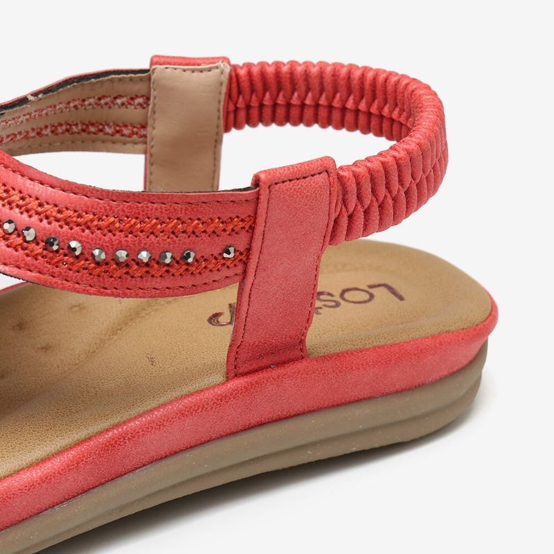 Kobiety Flip Flop Rhinestone Elastyczny Pasek Slip On Letnie Wygodne Płaskie Sandały Na Co Dzień