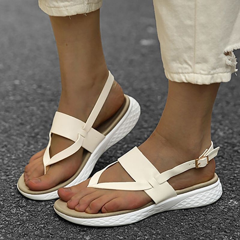 Kobiety Flip Flop Slingback Buckle Miękka Podeszwa Casual Płaskie Sandały