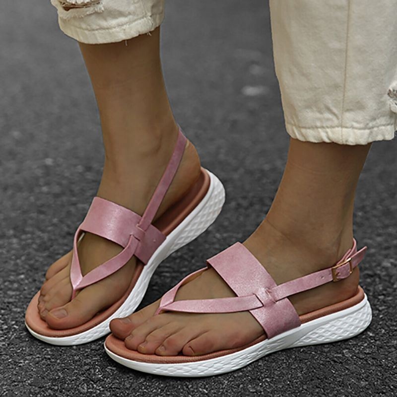 Kobiety Flip Flop Slingback Buckle Miękka Podeszwa Casual Płaskie Sandały