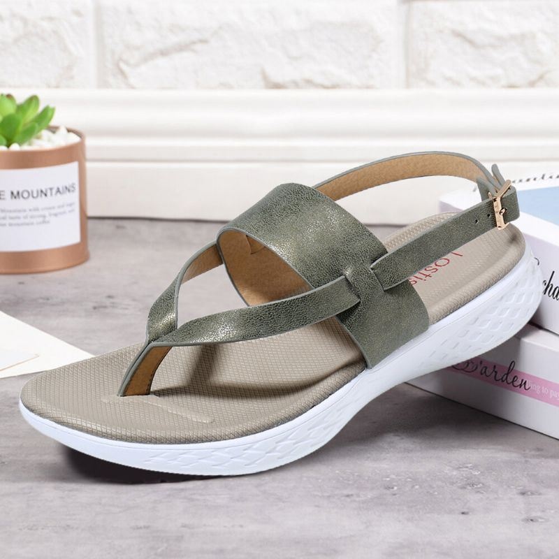 Kobiety Flip Flop Slingback Buckle Miękka Podeszwa Casual Płaskie Sandały