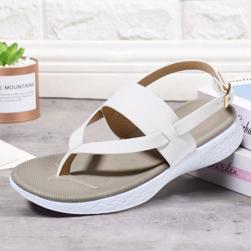 Kobiety Flip Flop Slingback Buckle Miękka Podeszwa Casual Płaskie Sandały