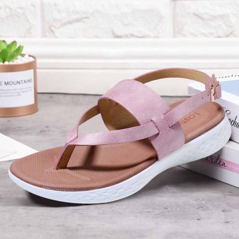 Kobiety Flip Flop Slingback Buckle Miękka Podeszwa Casual Płaskie Sandały