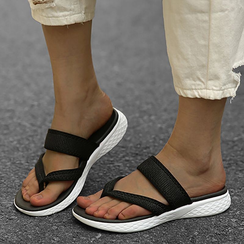 Kobiety Flip Flop Szwy Miękka Podeszwa Slip On Casual Letnie Płaskie Sandały