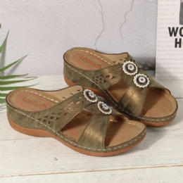 Kobiety Hollow Out Open Toe Beach Wedges Casual Sandały