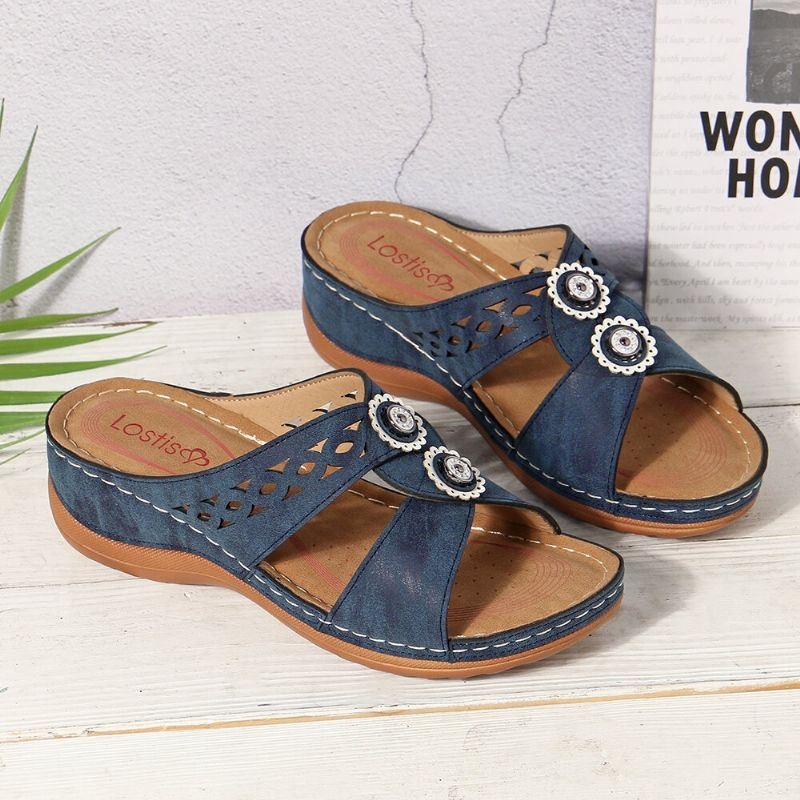 Kobiety Hollow Out Open Toe Beach Wedges Casual Sandały