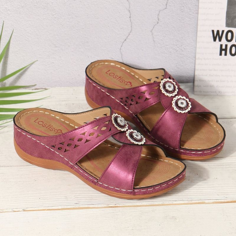 Kobiety Hollow Out Open Toe Beach Wedges Casual Sandały