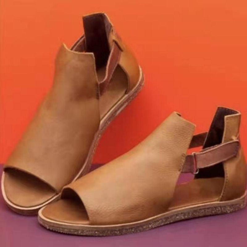 Kobiety Plus Size Roman Hook Loop Open Toe Casual Płaskie Sandały