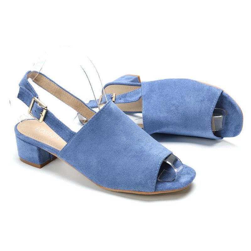 Kobiety Solid Color Suede Peep Toe Slingback Masywny Obcas Casual Codzienne Sandały Na Obcasie