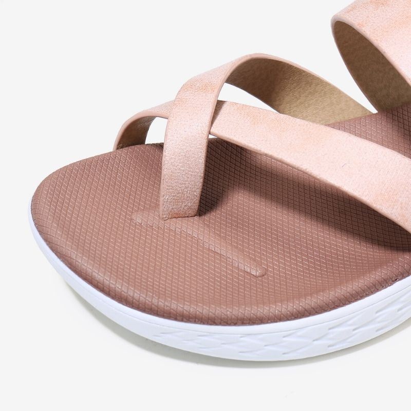 Kobiety Toe Ring Slip On Miękka Podeszwa Casual Letnie Płaskie Sandały